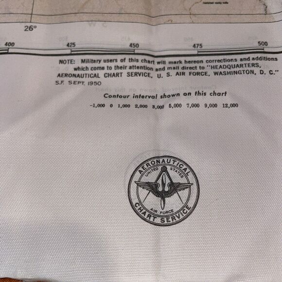 US Air Force Aeronautical Chart Service Cloth Map 1950 CL300 E & W Mediterranean - Picture 10 of 10